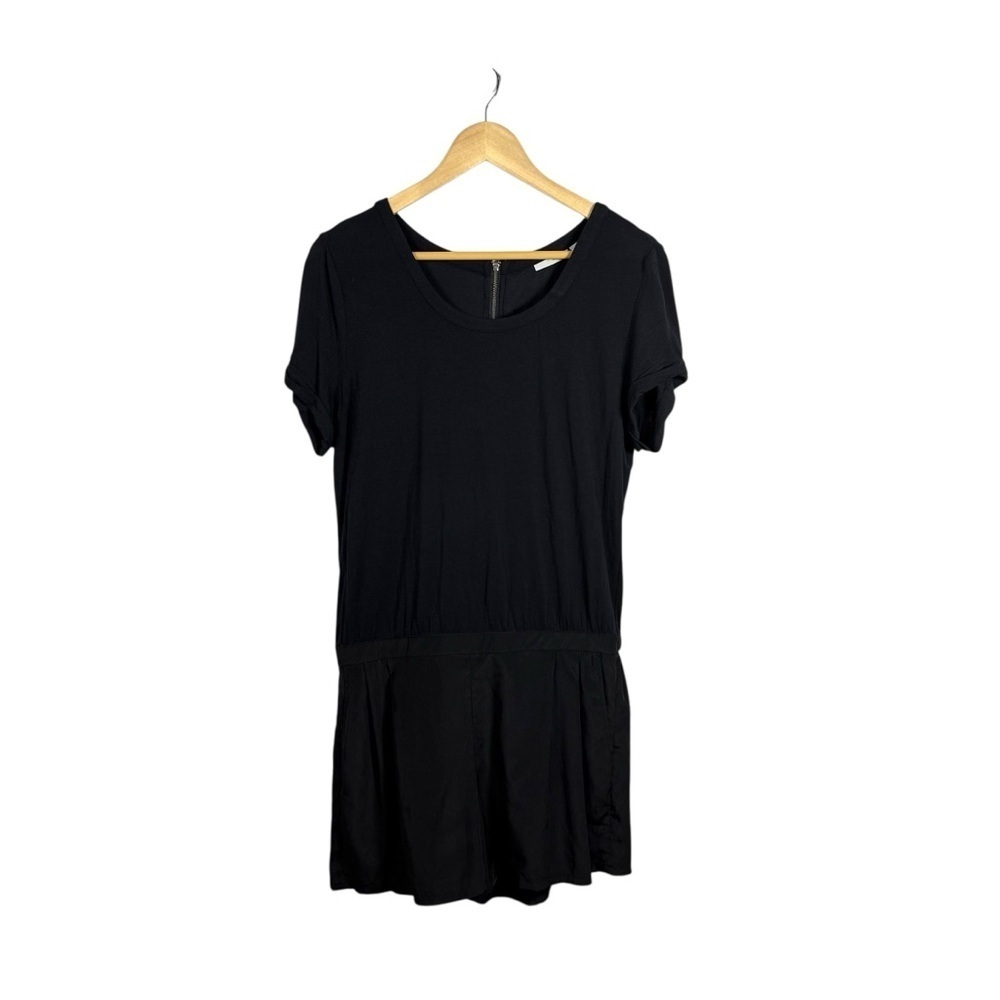 Halogen Women’s Round Neck Short Sleeve Zip Back Romper Black Size S